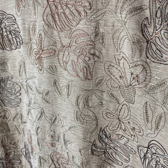 Vintage Chicos Jacket Womens Size 1/Medium Silk & Linen Blend Embroidered Palm - Picture 14 of 16